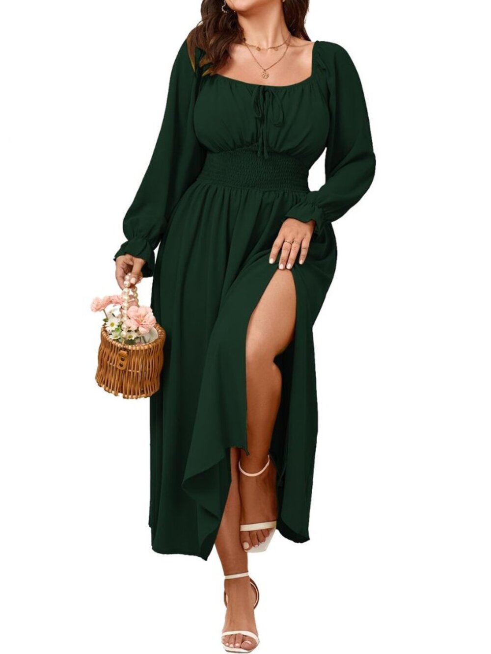 Women's Plus Size Dress Long Sleeve Milkmaid Dress